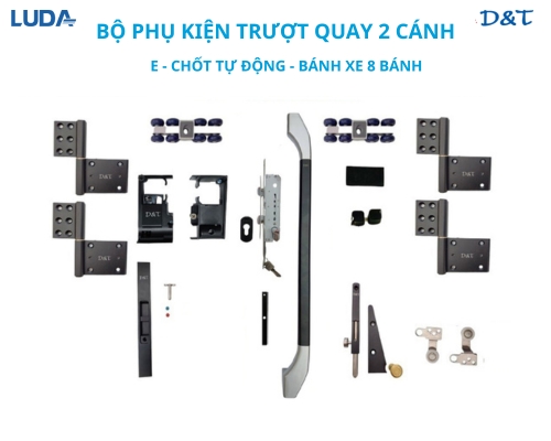 Bộ phụ kiện trượt quay 2 cánh E chốt tự động bánh xe 8 bánh