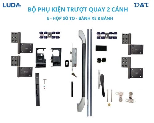 Bộ phụ kiện trượt quay 2 cánh E hộp số to bánh xe 8 bánh