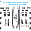 Bộ phụ kiện trượt quay 4 cánh E chốt tự động bánh xe 8 bánh