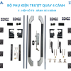 Bộ phụ kiện trượt quay 4 cánh E hộp số to bánh xe 8 bánh